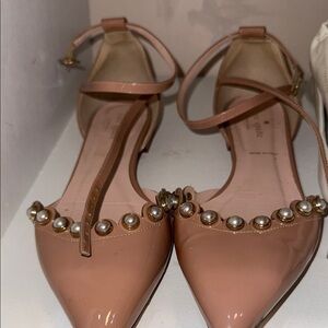 Kate Spade Nude Flats with Pearl Embellishments